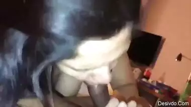 Horny just married indian wife giving blowjob