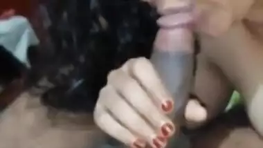 Indian aunty sucking black cock